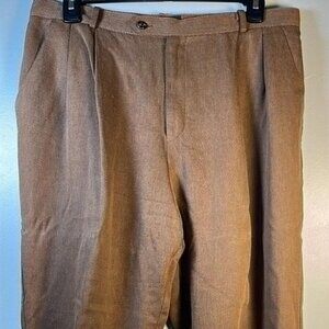 VTG Bushwaker Brown Wool Blend Slacks SZ 14 w/Pockets Office Lagenlook 80s Vibe